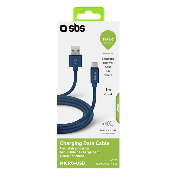 SBS - USB-C / USB Kabel (1m), modrá