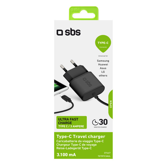 SBS - 10W Nabíjecí Adaptér s USB-C, černá