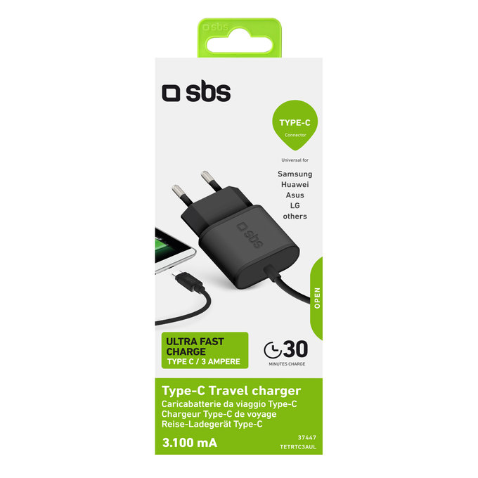 SBS - 10W Nabíjecí Adaptér s USB-C, černá