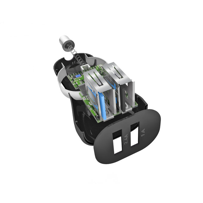 SBS - Autonabíječka 2x USB, 2.4A, černá