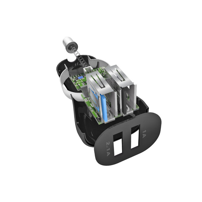 SBS - Autonabíječka 2x USB + Kabel USB / USB-C, černá