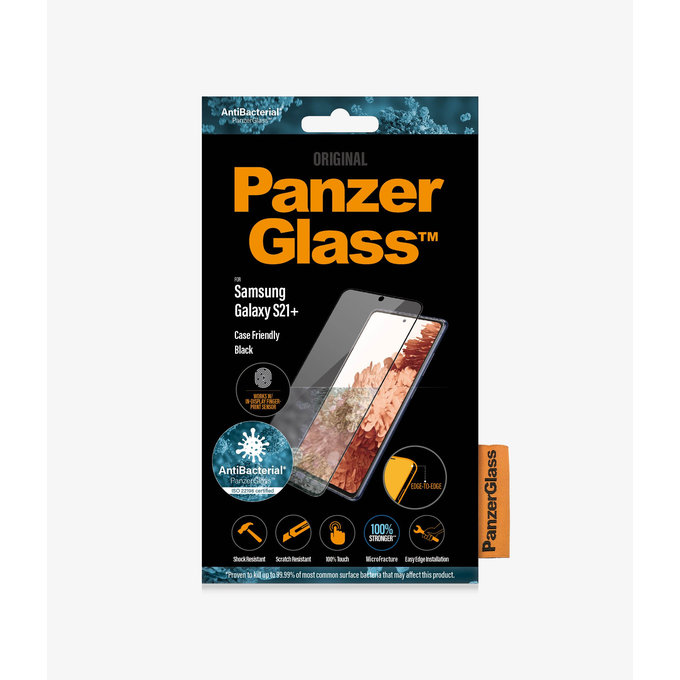 PanzerGlass - Tvrzené Sklo Case Friendly AB pro Samsung Galaxy S21+, Fingerprint komp., černá