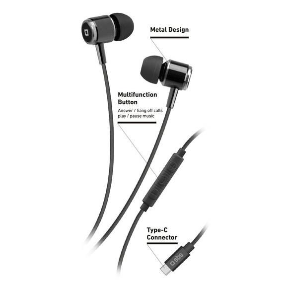 SBS - Sluchátka Studio Mix 100C s mikrofonem, USB-C, černá