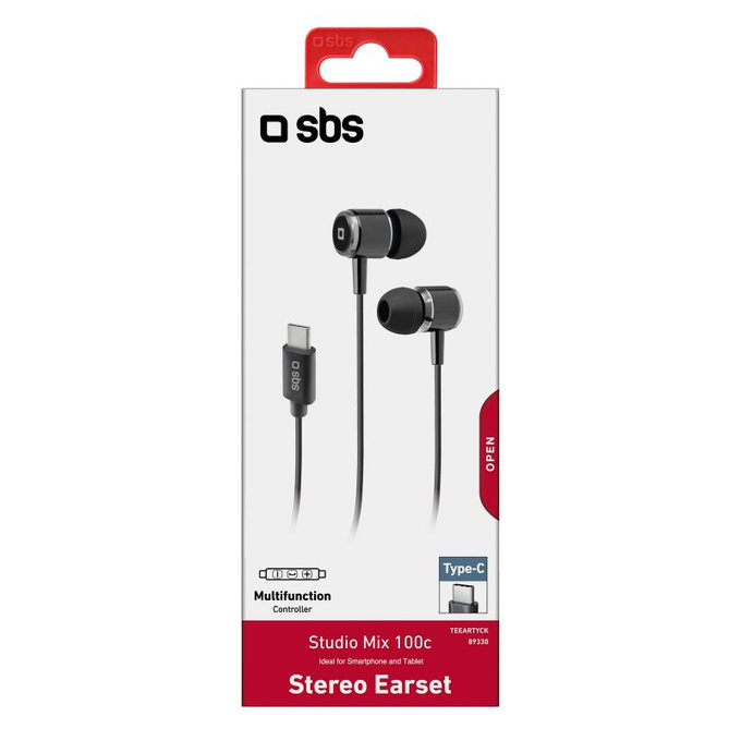 SBS - Sluchátka Studio Mix 100C s mikrofonem, USB-C, černá