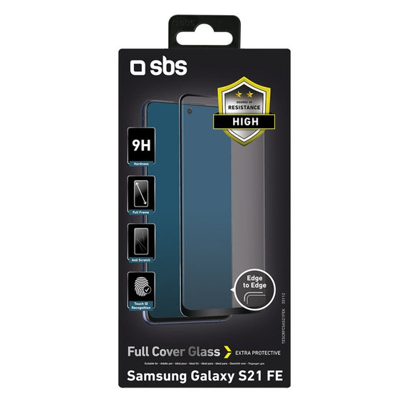 SBS - Tvrzené sklo Full Cover pro Samsung Galaxy S21 FE, černá