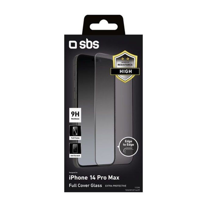 SBS - Tvrzené sklo Full Cover pro iPhone 14 Pro Max, černá