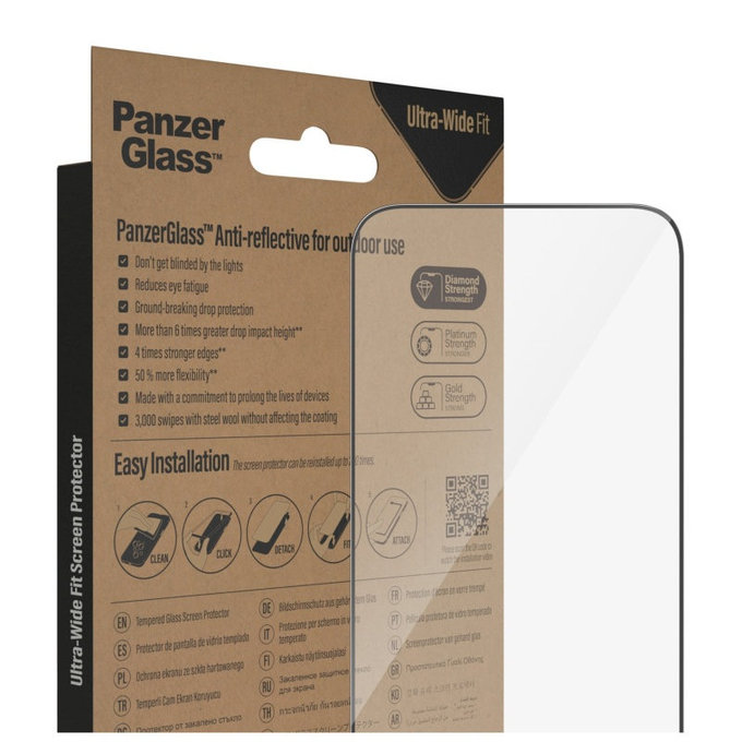 Tvrzené sklo UWF Anti-Reflective AB s aplikátorem pro iPhone 14 Pro Max, Černá, PanzerGlass