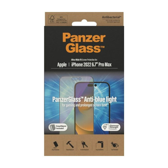 PanzerGlass - Tvrzené sklo UWF Anti-Bluelight AB pro iPhone 14 Pro Max