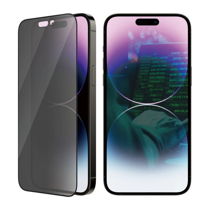 Tvrzené sklo UWF Privacy AB s aplikátorem pro iPhone 14 Pro Max, Černá, PanzerGlass
