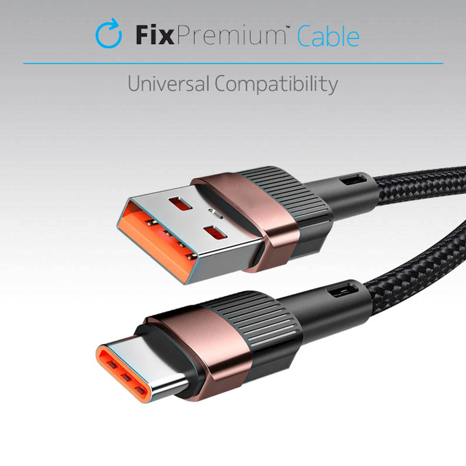 FixPremium - USB-C / USB Kabel s Rychlým Nabíjením (1m), černá
