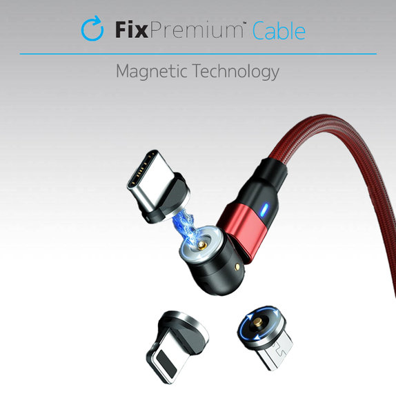 FixPremium - USB-C / USB-C Magnetický Kabel (1m), červená