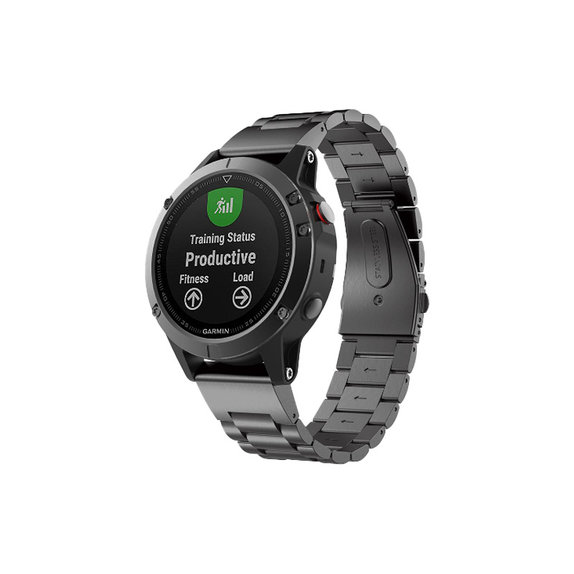 FixPremium - Remienok z Nehrdzavejúcej Ocele pro Garmin (QuickFit 26mm), čierny