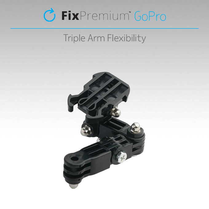 FixPremium - Trojramenný Držák na GoPro, čierny