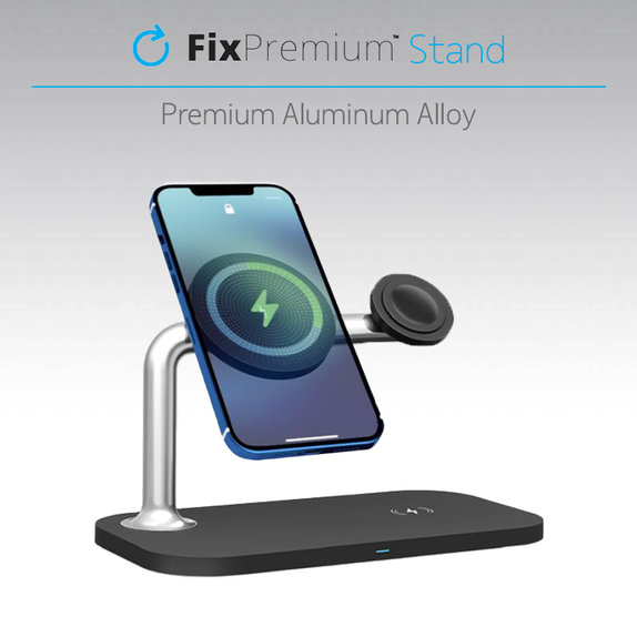 FixPremium - MagSafe Stojan 3v1 pro iPhone, Apple Watch a AirPods, černá