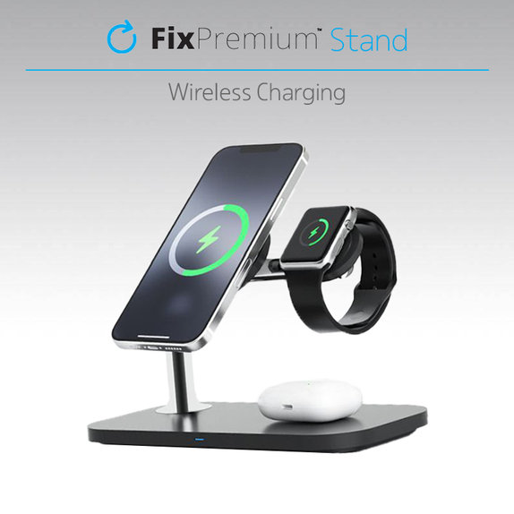 FixPremium - MagSafe Stojan 3v1 pro iPhone, Apple Watch a AirPods, bílá