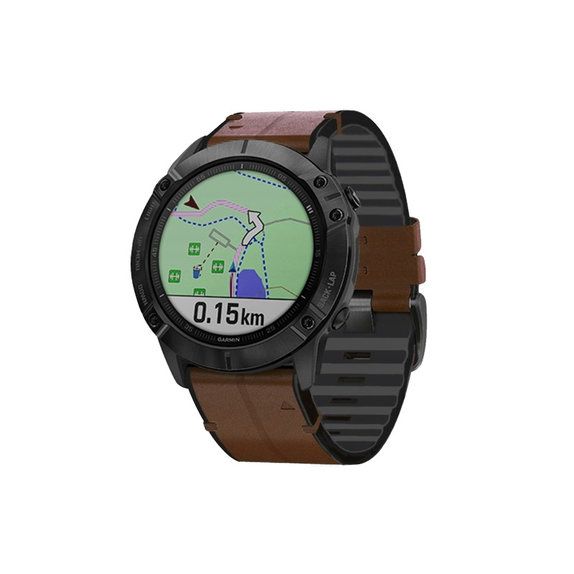 FixPremium - Kožený Řemínek pro Garmin (QuickFit 22mm), hnědá