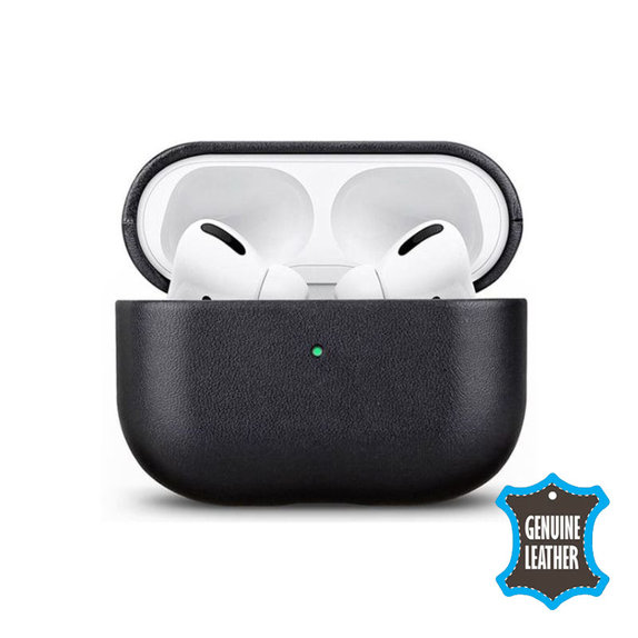 FixPremium - Kožené Pouzdro pro AirPods Pro 2, černá