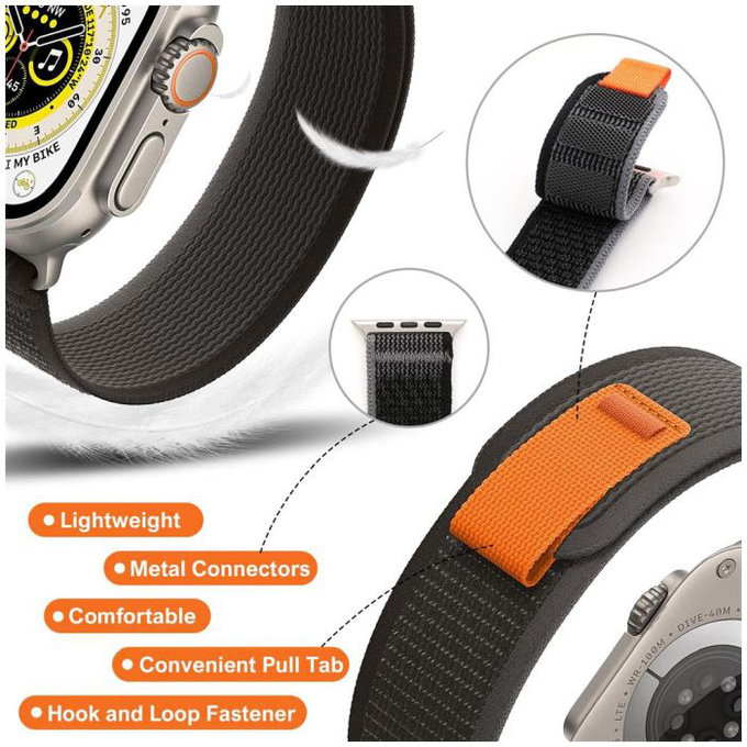 FixPremium - Řemínek Trail Loop pro Apple Watch (38, 40 a 41mm), černá
