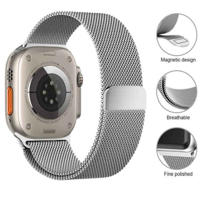 FixPremium - Řemínek Milanese Loop pro Apple Watch (38, 40 a 41mm), stříbrná