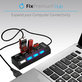 FixPremium - USB Hub s Vypínačem pro 7 USB, černá