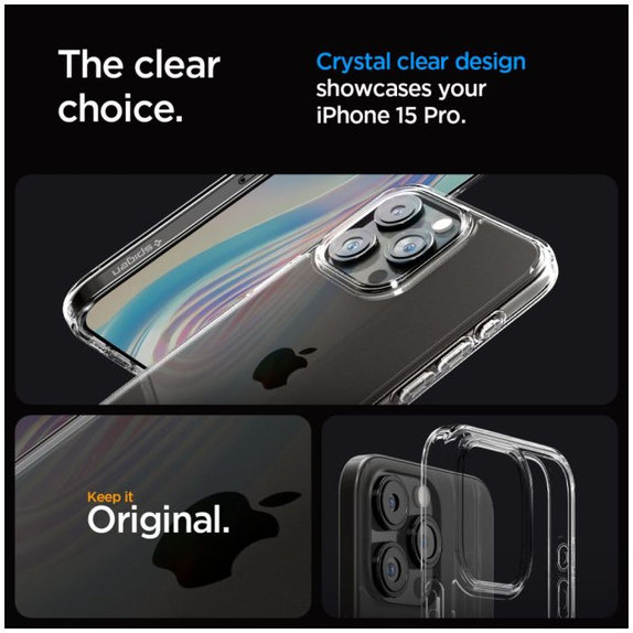 Spigen - Pouzdro Ultra Hybrid pro iPhone 15 Pro, crystal clear