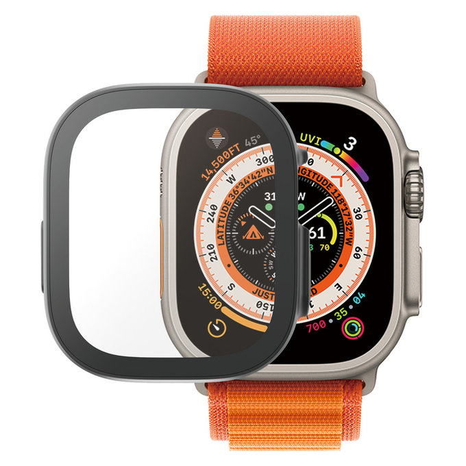Tvrzené sklo Full Body D3O pro Apple Watch Ultra/Ultra 2, Černá, PanzerGlass