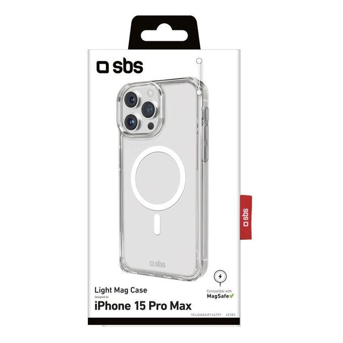 SBS - Puzdro Light Mag s MagSafe pro iPhone 15 Pro Max, transparentní