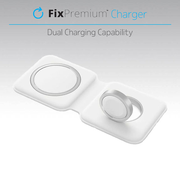 FixPremium - MagSafe Duo pro iPhone a Apple Watch, bílá