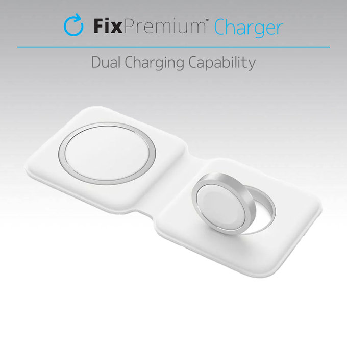 FixPremium - MagSafe Duo pro iPhone a Apple Watch, bílá