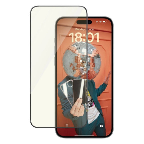 Tvrzené sklo UWF Eyecare s aplikátorem pro iPhone 15 Plus, Černá, PanzerGlass