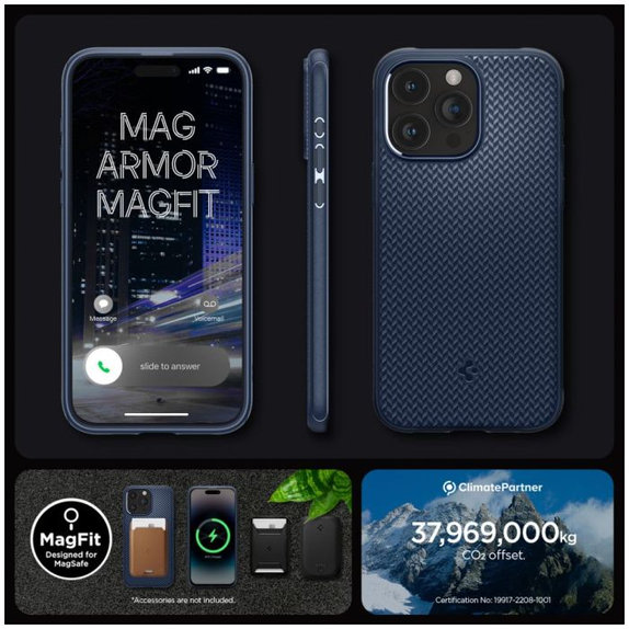 Spigen - Pouzdro Mag Armor s MagSafe pro iPhone 15 Pro Max, Navy Blue