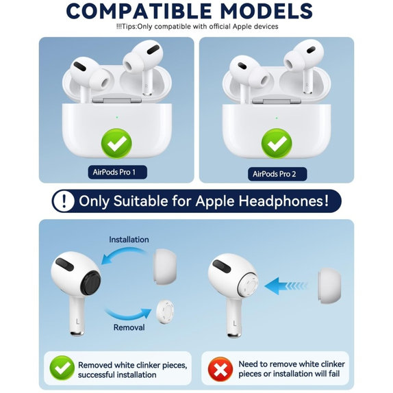 FixPremium - AirPods Pro Tips - Sada 2 ks (L, S), white