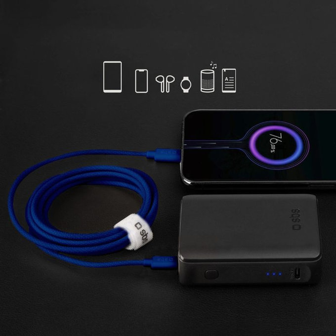 SBS - Kabel USB-C/USB-C, 60W, PD, 1.5m, modrá