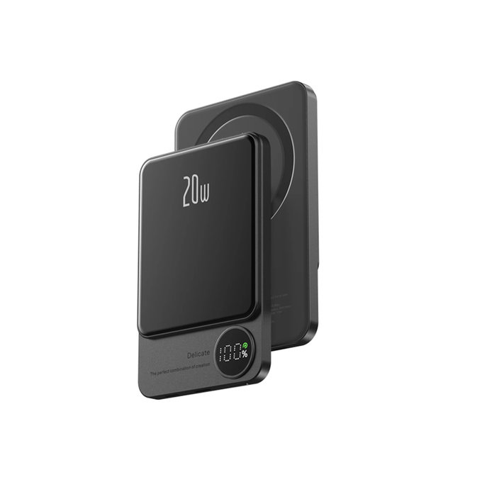 FixPremium - MagSafe PowerBank s LCD 5000mAh, černá