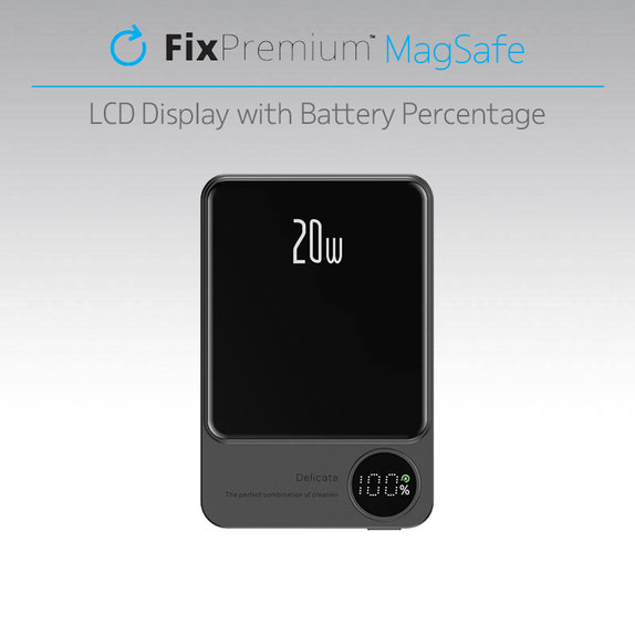 FixPremium - MagSafe PowerBank s LCD 10 000mAh, černá