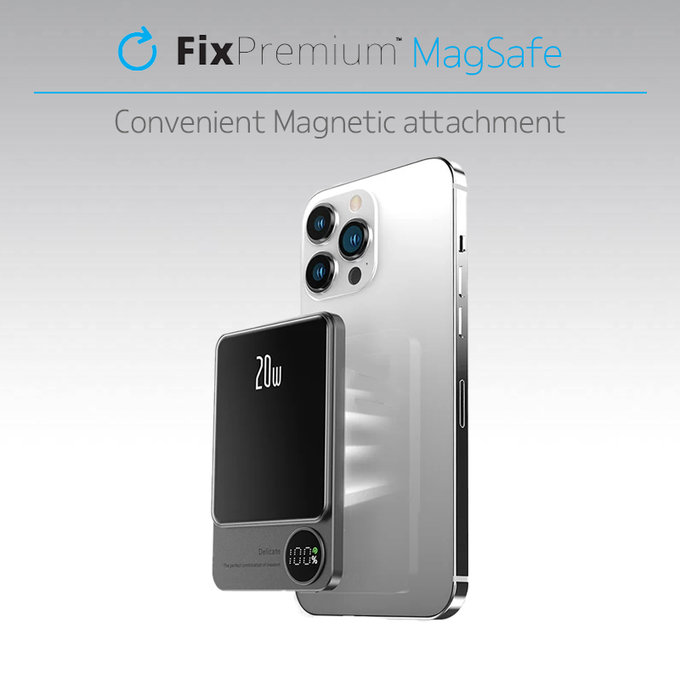 FixPremium - MagSafe PowerBank s LCD 10 000mAh, černá