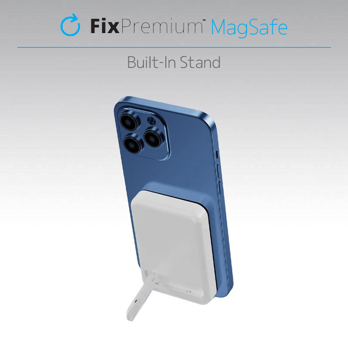 FixPremium - MagSafe PowerBank se Stojanem 5000mAh, bílá