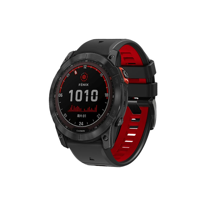 FixPremium - Dvoubarevný silikonový řemínek pro Garmin (QuickFit 26 mm), černý