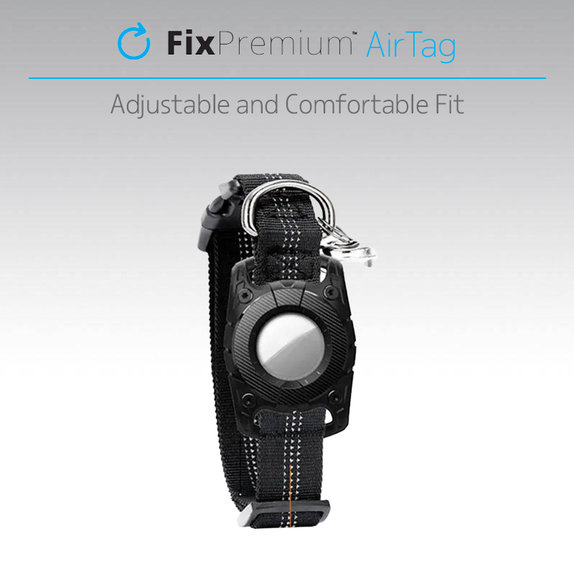 FixPremium - Obojek AirTag pro psy a kočky, černý