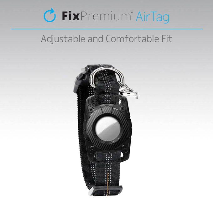 FixPremium - Obojek AirTag pro psy a kočky, černý