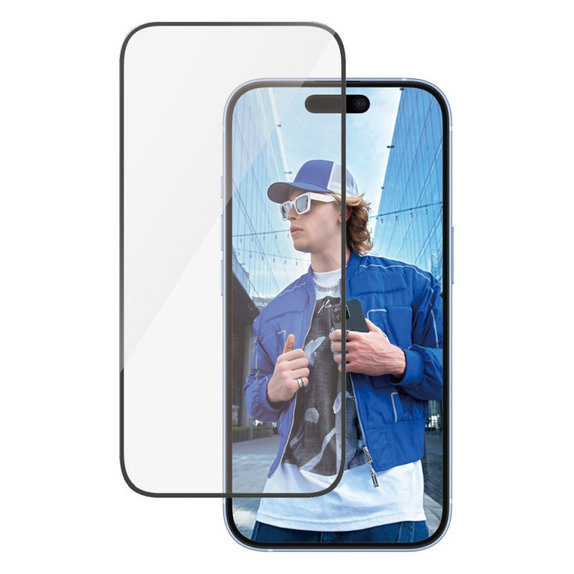 Tvrzené sklo UWF s aplikátorem pro iPhone 16/15, Černá, PanzerGlass