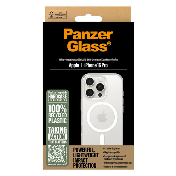 PanzerGlass - Puzdro HardCase s MagSafe pro iPhone 16 Pro, transparentní