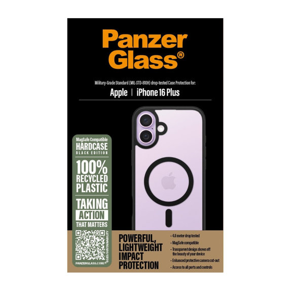 Pouzdro HardCase s MagSafe pro iPhone 16 Plus, černá, PanzerGlass