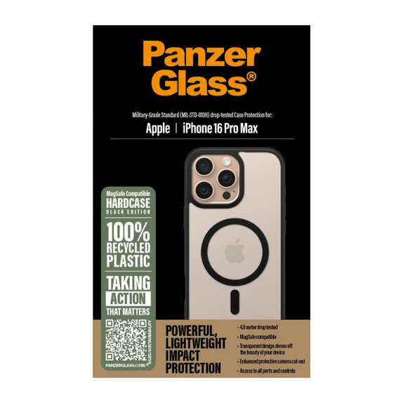 Pouzdro HardCase s MagSafe pro iPhone 16 Pro Max, černá, PanzerGlass