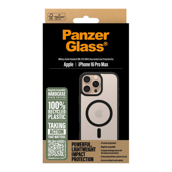 Pouzdro HardCase s MagSafe pro iPhone 16 Pro Max, černá, PanzerGlass