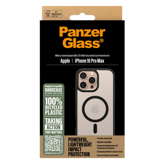 Pouzdro HardCase s MagSafe pro iPhone 16 Pro Max, černá, PanzerGlass