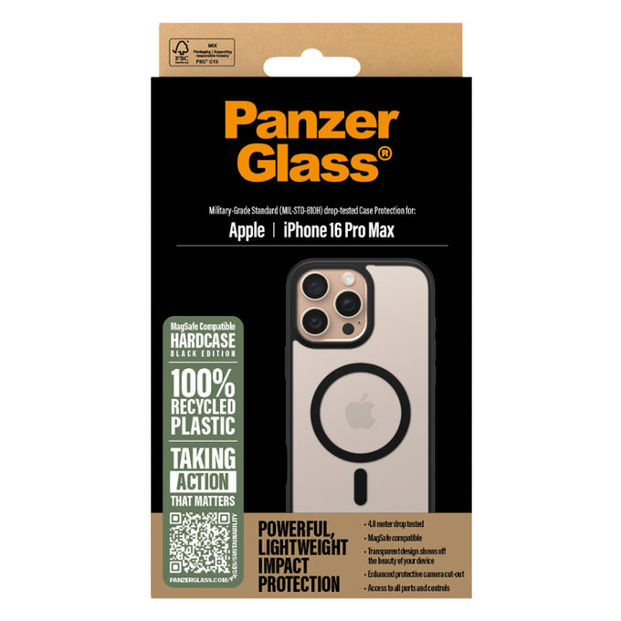 Pouzdro HardCase s MagSafe pro iPhone 16 Pro Max, černá, PanzerGlass
