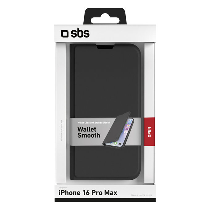 SBS - Puzdro Book Wallet Smooth pro iPhone 16 Pro Max, černá