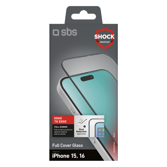 SBS - Tvrzené sklo Full Cover pro iPhone 16, černá