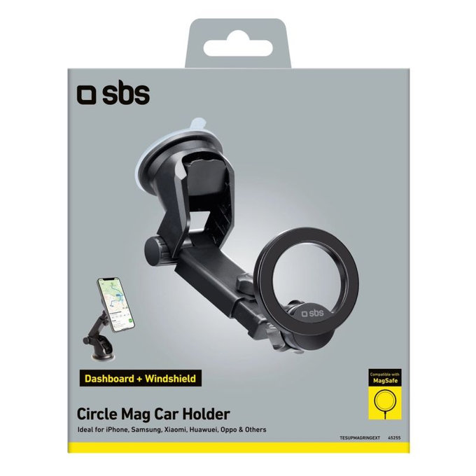 SBS - Držák do auta Circle Mag s teleskopickým ramenem, MagSafe, černá